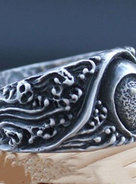 道家太极阴阳两极戒指男霸气风生水起转运复古时尚个性开口指环