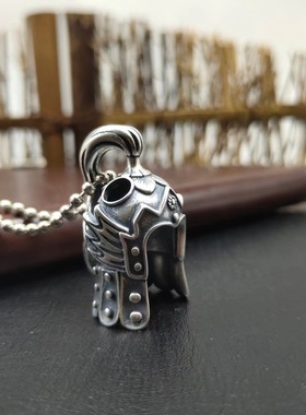 复古将军候王银头盔甲吊坠汉元素