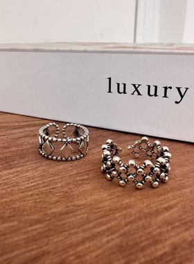 复古蕾丝网格戒指女个性小众