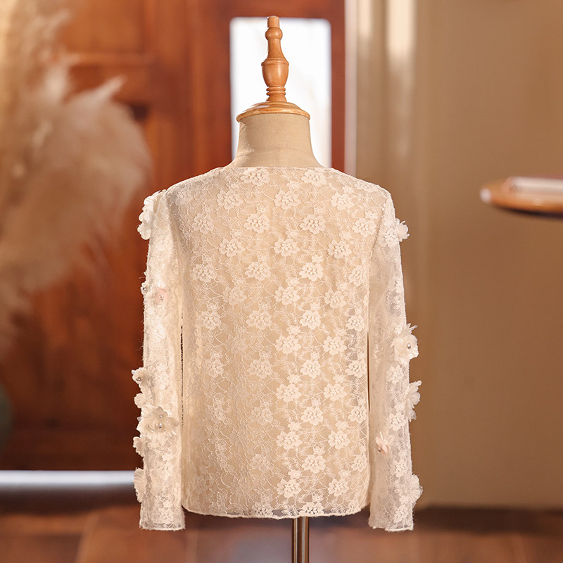 女童礼服主持人走秀演出裙蕾丝婚纱打底衫洋气内搭镂空春秋新品,淘宝优惠券,粉丝福利购,淘宝优惠卷