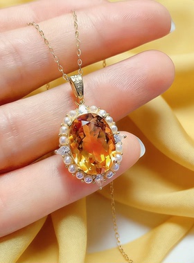 巴西天然黄水晶S925招财女戒