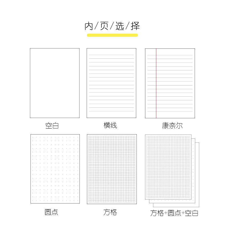 kinbor手帐替芯a6内芯A5空白方格横线康奈尔点阵三拼计划本笔记本 - 图2