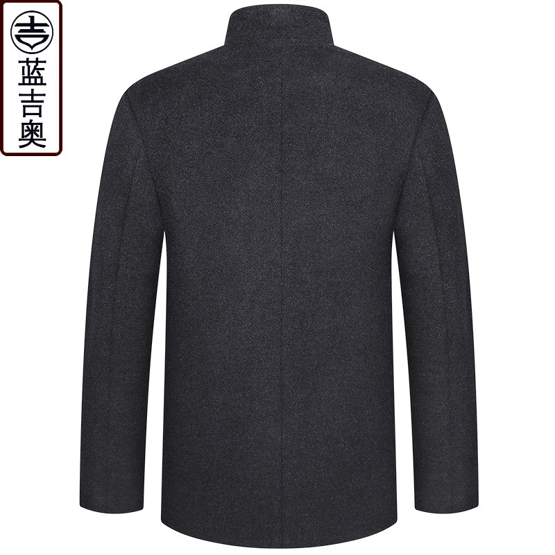 高端羊毛呢唐装男冬季中山装棉袄 蓝吉奥民族服装