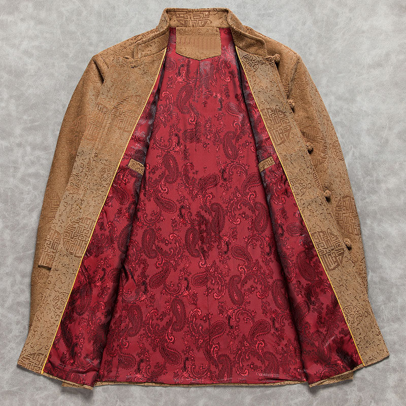 中老年人唐装男中山装禅服套装棉袄 蓝吉奥民族服装