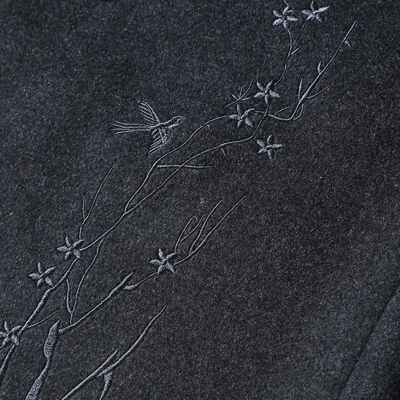 高端羊毛呢唐装男冬季中山装棉袄 蓝吉奥民族服装