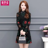 Элитное зимнее демисезонное утепленное платье для матери, юбка, в западном стиле, увеличенная толщина