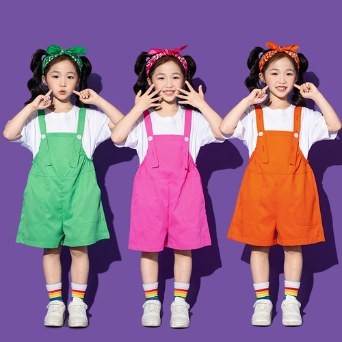 六一儿童演出服背带裤幼儿园班服毕业照小学生啦啦队合唱表演服装 - 图1