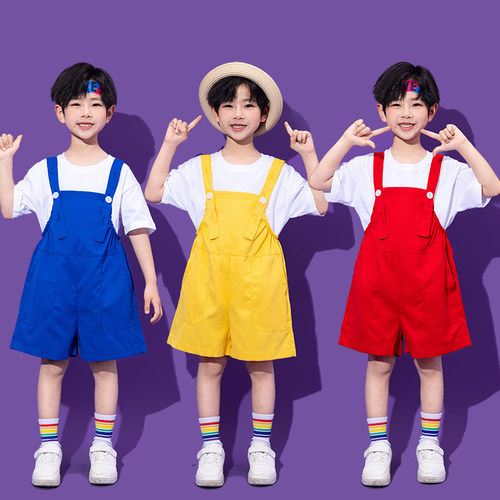 六一儿童演出服背带裤幼儿园班服毕业照小学生啦啦队合唱表演服装 - 图2