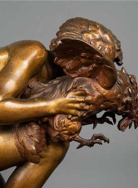 鎏金名家签名斗鸡雕塑梵尼斯纯铜