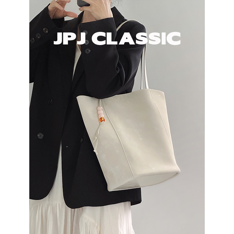 jpjclassic新中式托特包女单肩手提包国风通勤水桶包腋下包软皮 - 图2