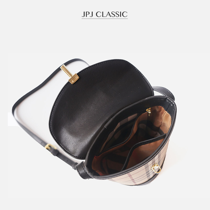jpj格子包女2020新款撞色水桶包 jpj女士包袋