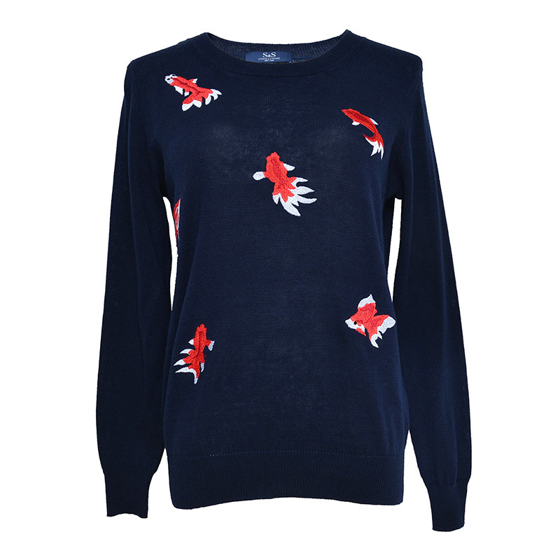 纽约故事欧美流行圆领针织衫女