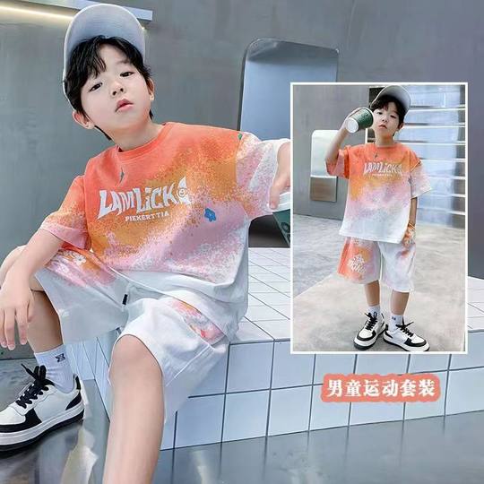 男童套装夏季薄款2025新款中大童速干篮球服儿童短袖短裤时尚运动