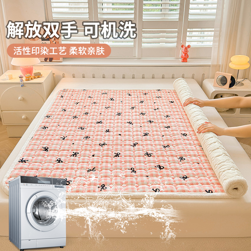 小清新牛奶绒床褥床垫子秋冬加厚保暖垫褥学生宿舍防滑珊瑚绒床单