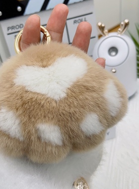 獭兔毛小猫爪钥匙扣挂件包包挂饰