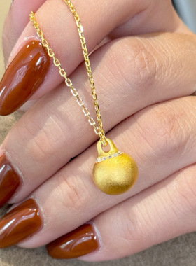 经典球形拉丝半钻项链s925纯银排钻圆珠珠锁骨链简约百搭轻奢