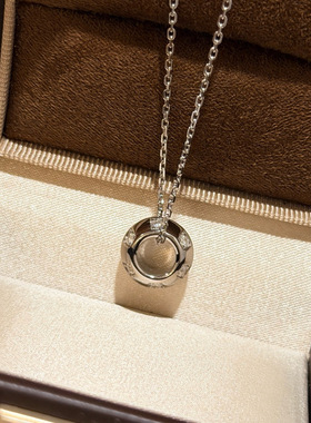 S925纯银精工高级感间钻棋盘格路路通项链轻奢百搭锁骨链女无logo