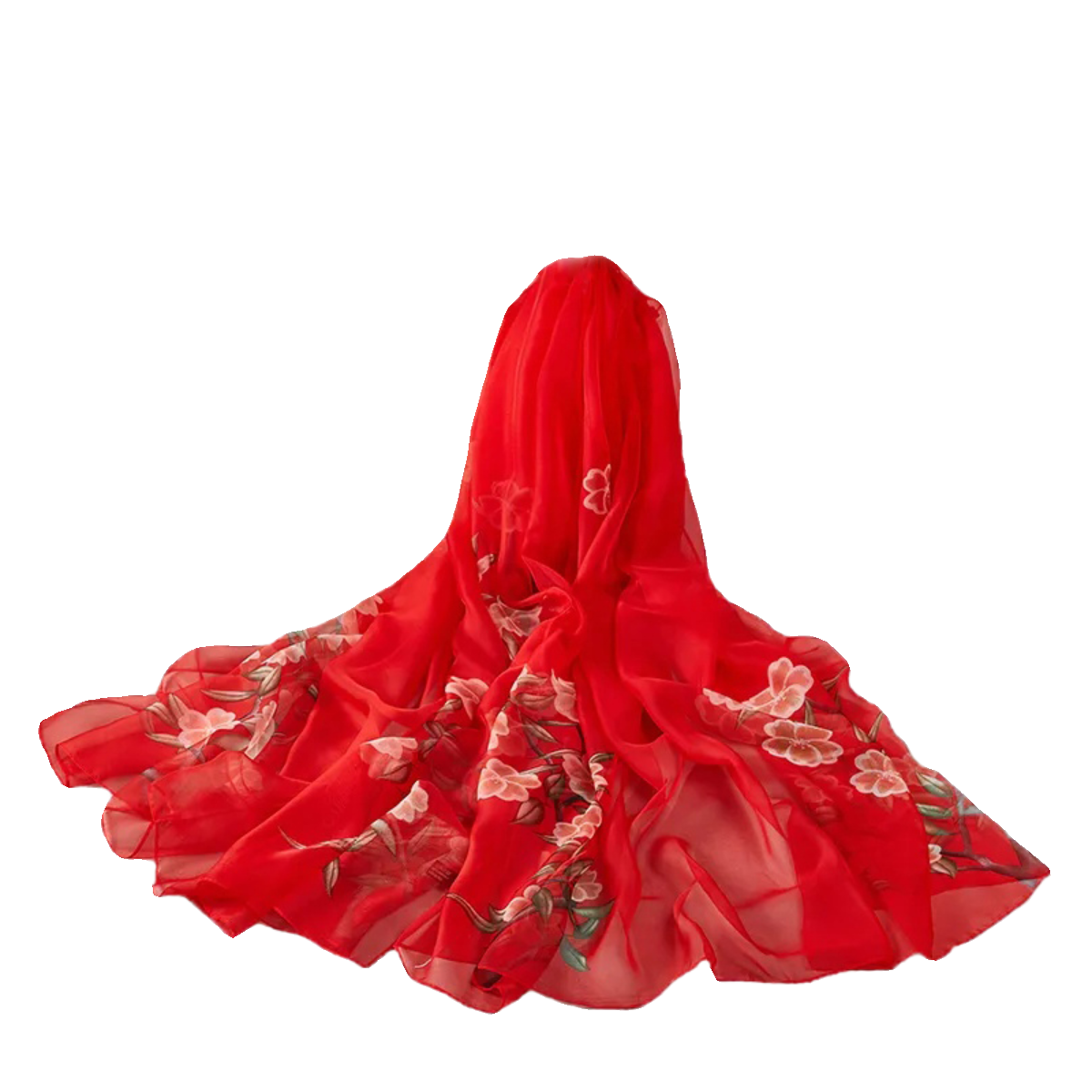 大红丝巾女秋冬季高级感洋气披肩百搭中老年妈妈围巾超大舞蹈纱巾