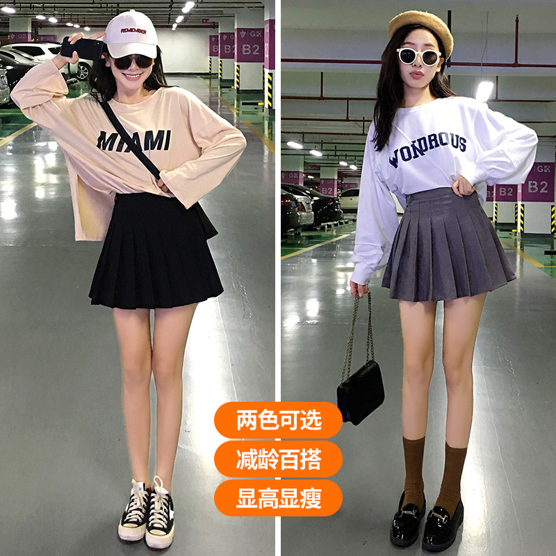 mlisland服饰旗舰店灰色百褶裙短裙女高腰新款百搭a字小短裙子春夏蓬蓬半身裙裤1