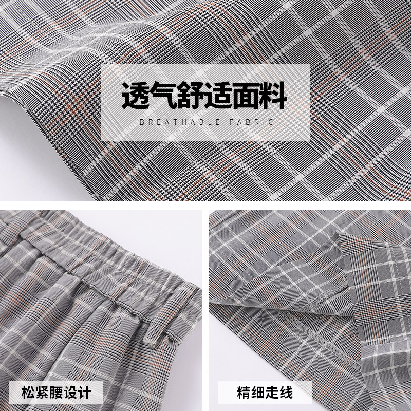 mlisland服饰旗舰店格子西装短裤女夏宽松高腰直筒新款休闲中裤五分阔腿裤ins潮3