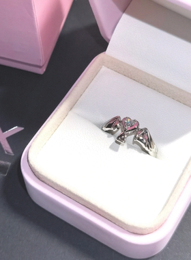 装饰简约可爱创意爱心夜光戒指ins设计情侣甜美送女友对戒小众潮