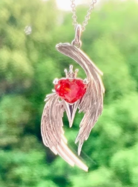 红色爱心纯银项链女款2025新款配饰轻奢小众情人节礼物送女友吊坠