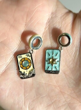 2025新款银吊坠太阳爱心塔罗牌DIY单独吊坠手链配件锁骨链小礼物