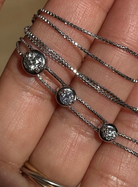 s925纯银中古风泡泡钻项链女ins风简约女款轻奢小众高颜值高级感