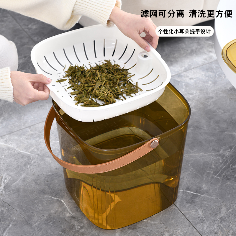 带提手茶水桶废水桶家用干湿分离茶台茶渣大容量茶几功夫茶茶桶 - 图1