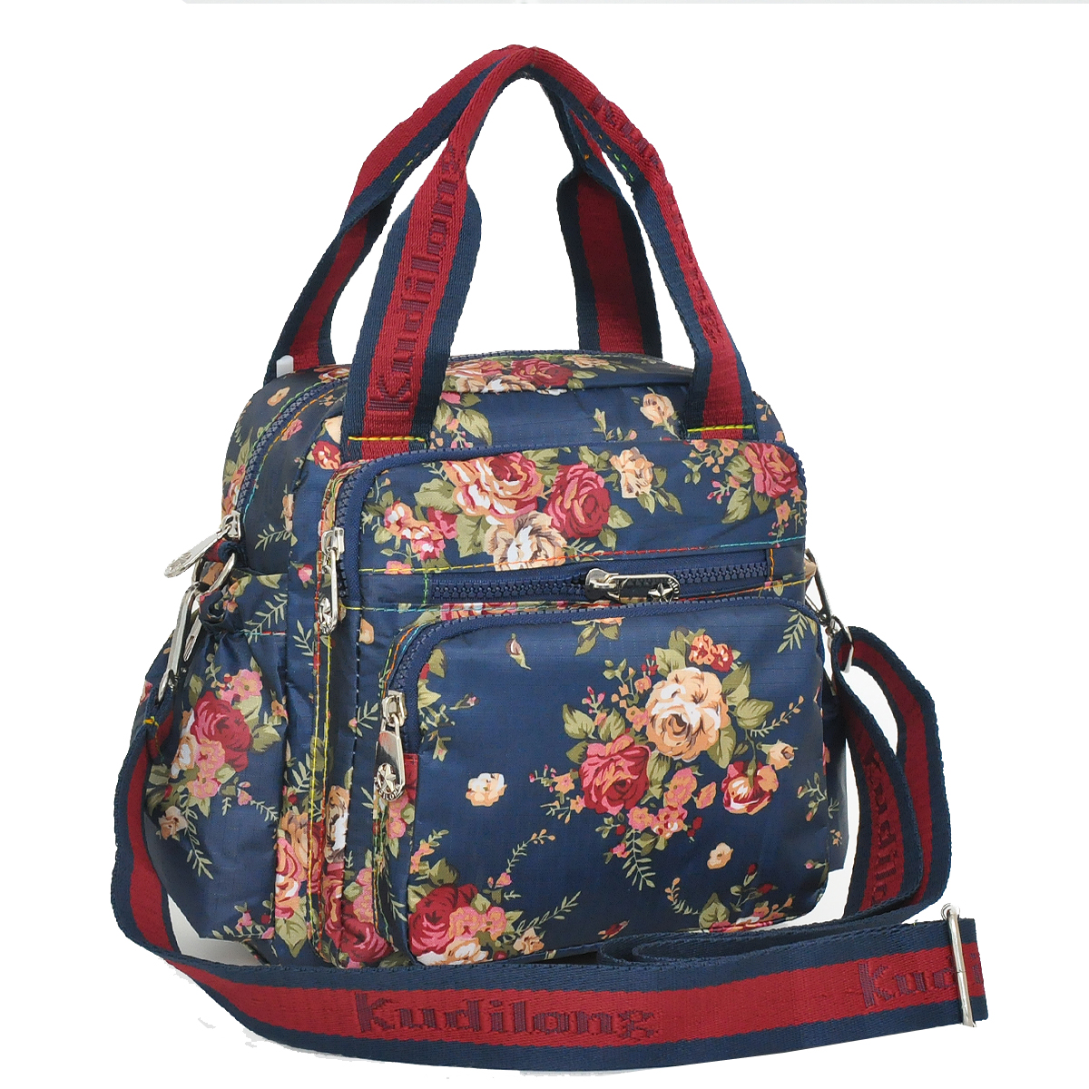 时尚肩挎女包防水牛津布包双肩包单肩手提妈咪包斜挎拉链多用布包 - 图3