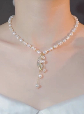 一叶倾城小众设计感叶子珍珠项链
