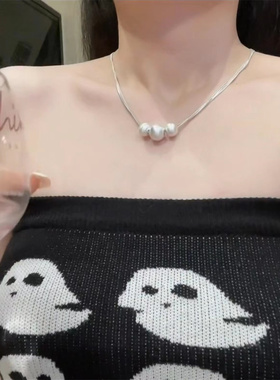 新款多层蛇骨链拉丝圆球项链小众