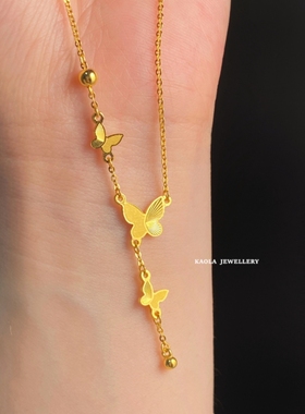 新款18K金蝴蝶流苏项链