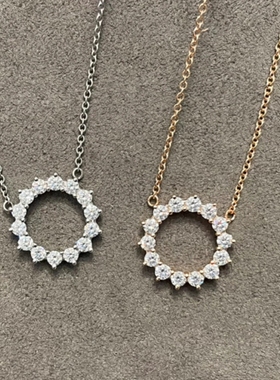 18K金镂空圆形太阳花项链