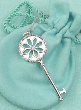 纯银925雏菊钥匙项链太阳花