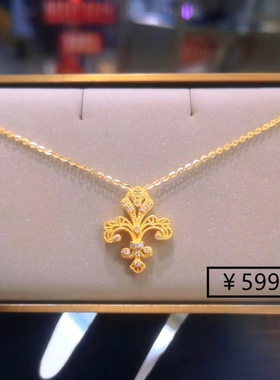传世金1855鸢尾花项链镂空花丝