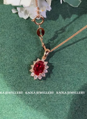 18K金戴妃款红宝石项链