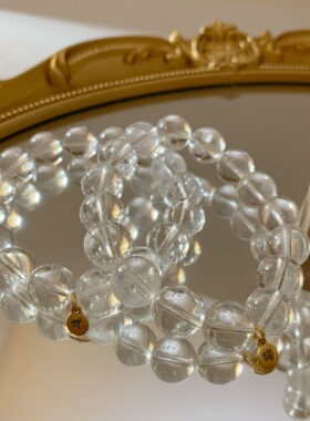 欧美饰品made wel天然白水晶手串 项链有棉絮和冰裂疗愈情绪饰品