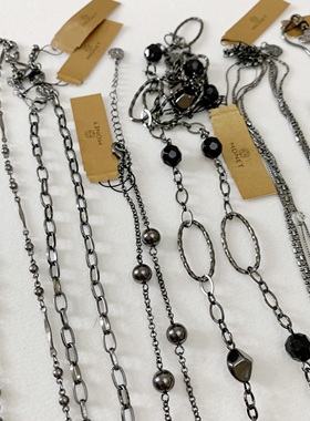 外贸品牌MONET项链 黑色甜酷风格独特设计素链毛衣链