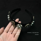 Ретро ободок из жемчуга для девочек, шпильки для волос, французский ретро стиль, с драгоценным камнем, легкий роскошный стиль