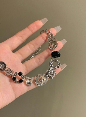 y2k甜酷风纽扣项链锁骨链颈链