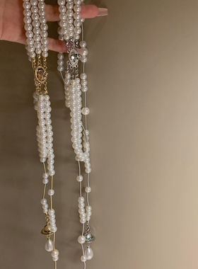 珍珠项链女轻奢高级感长款锁骨链