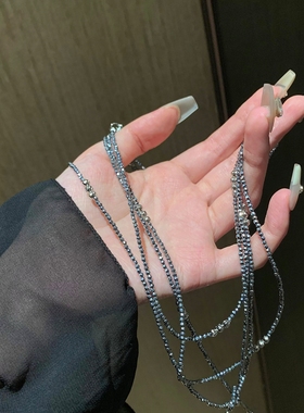 欧美小众长款多层叠戴项链女