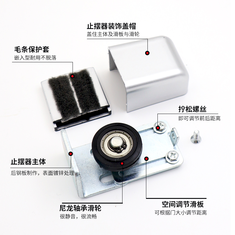 5-70mm可调地轮有框门止摆器自动门玻璃门移门限位器定位器导向轮 - 图1