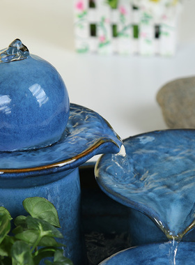 陶瓷喷泉现代开业水景招财工艺品