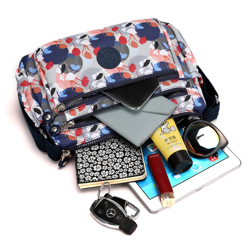 轻便印花多层女士单肩布包新斜挎包 米格莱思女士包袋