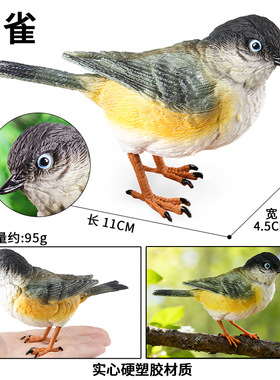 跨境认知仿真实心咬木文鸟飞禽小鸟模型桌面装饰盆景家居动物摆件