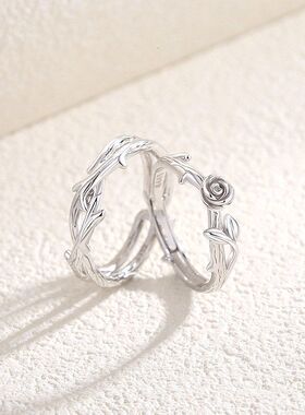 荆棘玫瑰S999足银情侣戒指轻奢设计纯银表白指环情侣对戒节日礼物