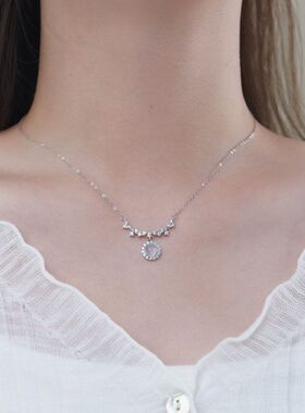 乾佳S925纯银精美满微笑锆石圆形