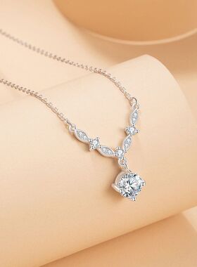 月桂女神纯银925项链女小众设计轻奢款锆石锁骨链ins风方糖吊坠